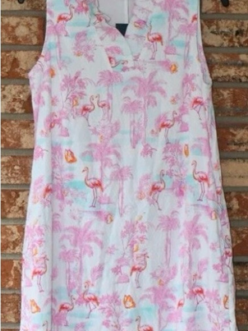 crown & ivy Pink Flamingo Print Sleeveless Nightgown on White